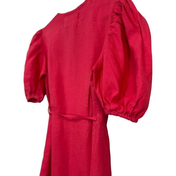 Claude Tulum Emilia Tie Wrap Dress Short Linen One Size - Picture 8 of 12